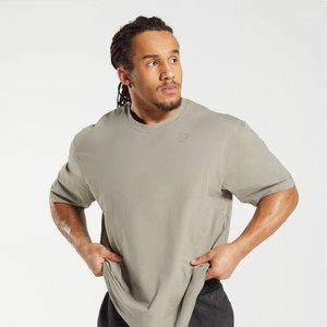 Gymshark Oversized Power T-Shirt - Ecru Brown Size Small